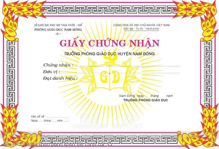 File Vector Giay Khen Bang Khen File Corel Cdr