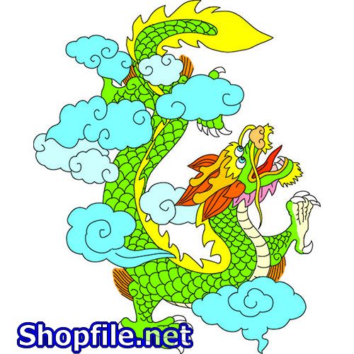 Vector con rồng và những đám mây