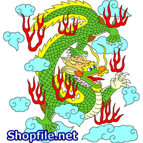 Vector con rồng to và những đám mây