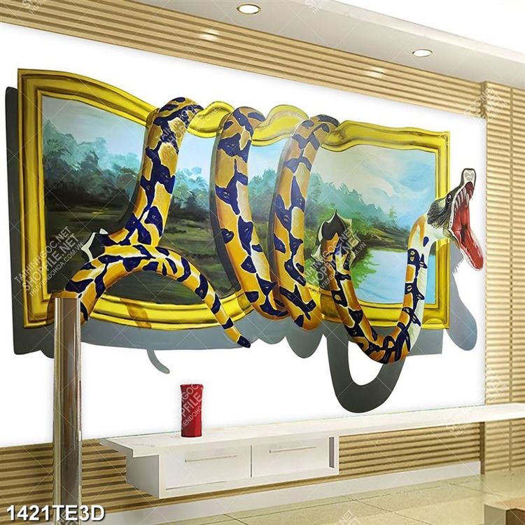 Tranh 3D bức tranh chú rắn