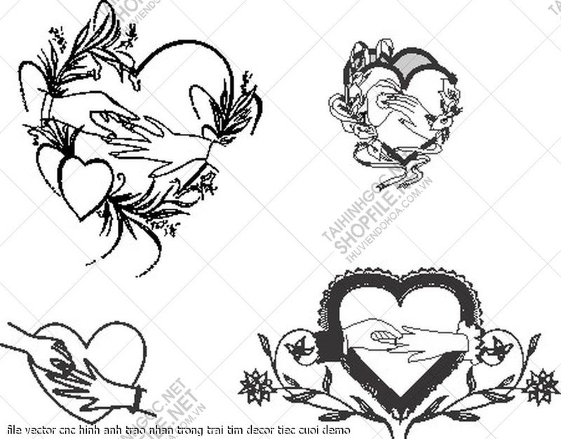 file vector cnc hinh anh trao nhan trong trai tim decor tiec cuoi