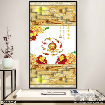 Tranh hoa sen, cá chép quần hội