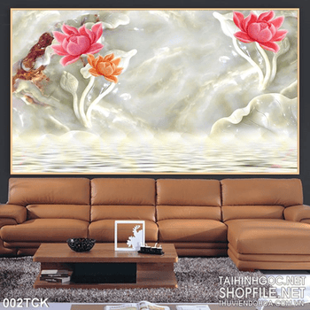 Tranh hoa sen, cá chép quần hội