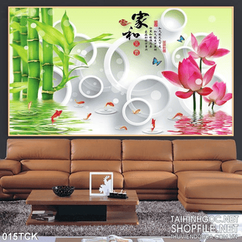 Tranh hoa sen, cá chép nghệ thuật