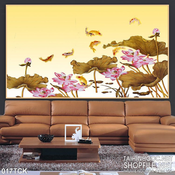 Tranh hoa sen, cá chép độc đáo