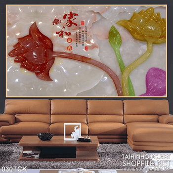 Tranh hoa sen, cá chép giả ngọc