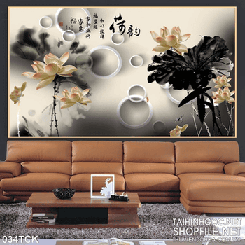 Tranh hoa sen, cá chép nghệ thuật