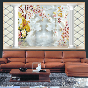 Tranh hoa sen, cá chép phong thủy