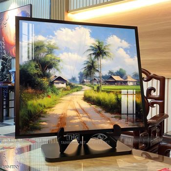 Tranh làng quê cánh đồng lúa chín