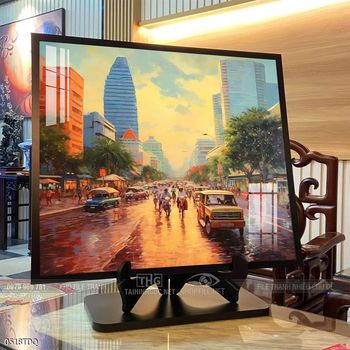 Tranh phong cảnh cánh đồng quê hương mùa lúa chín