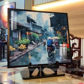 Tranh làng quê cánh đồng lúa chín