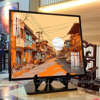 Tranh phong cảnh cánh đồng quê hương mùa lúa chín