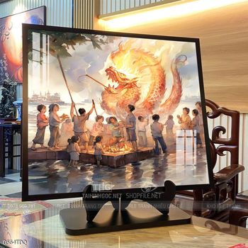 Tranh làng quê cánh đồng lúa chín