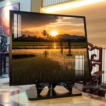 Tranh làng quê cánh đồng lúa chín