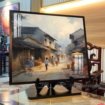 Tranh phong cảnh cánh đồng quê hương mùa lúa chín