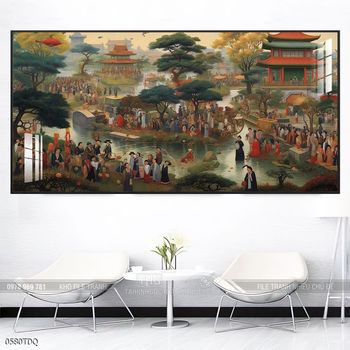 Tranh làng quê decor trang trí tường nhà