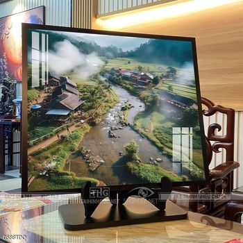 Tranh làng quê cánh đồng lúa chín