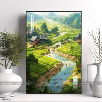 Tranh làng quê phong cảnh yên bình