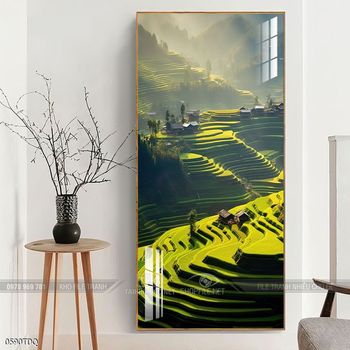 Tranh phong cảnh cánh đồng quê hương mùa lúa chín