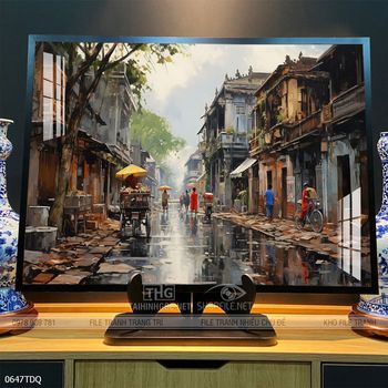 Tranh làng quê decor trang trí tường nhà