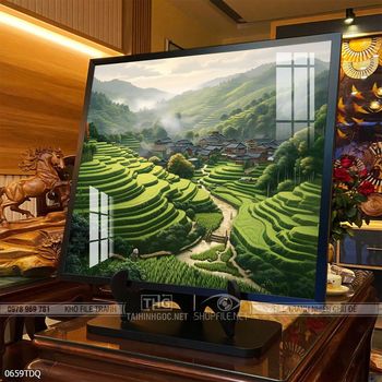 Tranh làng quê decor trang trí tường nhà