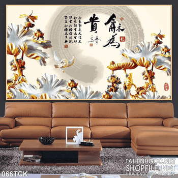 Tranh hoa sen, cá chép điêu khắc gỗ