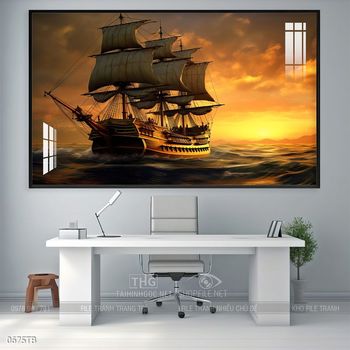 Tranh thuận buồm xuôi gió cánh buồm vàng đẹp nhất