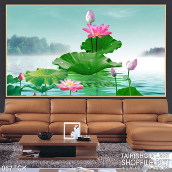 Tranh hoa sen, cá chép độc đáo