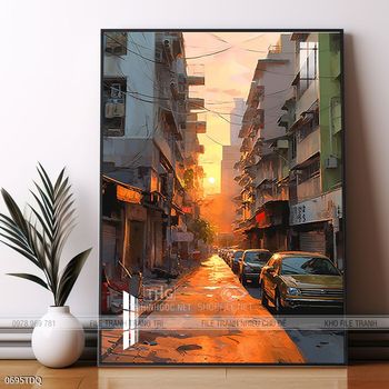 Tranh làng quê decor trang trí tường nhà