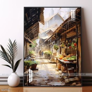 Tranh làng quê Việt Nam treo tường trang trí