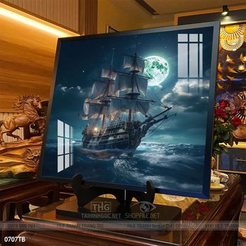 Tranh thuyền buồm vàng phong thủy đẹp