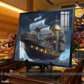 Tranh thuyền buồm vàng phong thủy đẹp