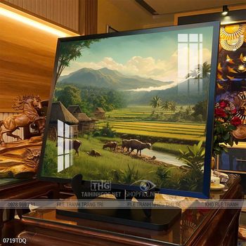 Tranh làng quê decor trang trí tường nhà
