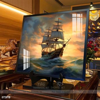 Tranh thuyền buồm vàng phong thủy đẹp