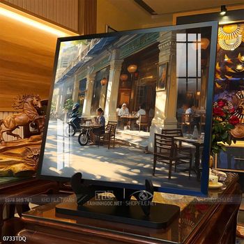 Tranh làng quê mùa lúa chín đẹp thanh bình