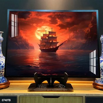 Tranh thuyền buồm vàng phong thủy đẹp