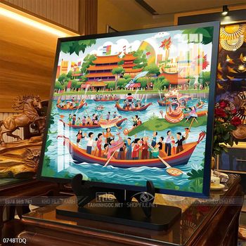 Tranh phong cảnh cánh đồng quê hương mùa lúa chín