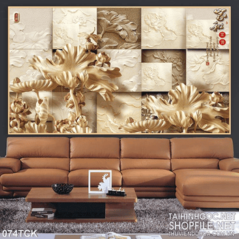 Tranh hoa sen, cá chép điêu khắc gỗ