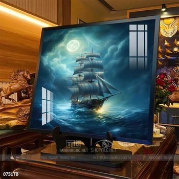 Tranh thuyền buồm vàng phong thủy đẹp