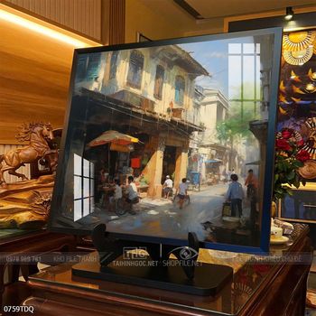 Tranh làng quê phong cảnh yên bình