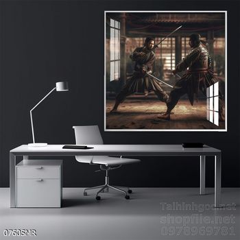 Mẫu tranh Samurai trang trí tường nhà