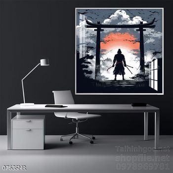 Mẫu tranh Samurai trang trí tường nhà