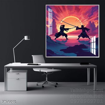 Mẫu tranh chiền binh Samurai décor trang trí tường đẹp độc đáo