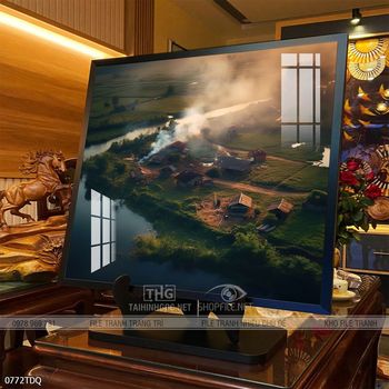 Tranh phong cảnh cánh đồng quê hương mùa lúa chín