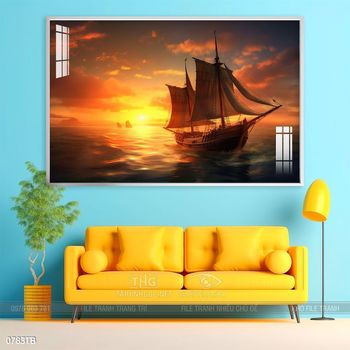 Tranh thuyền buồm và cảnh biển