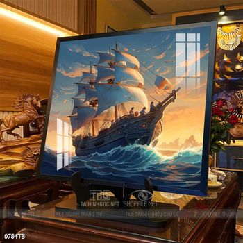 Tranh thuyền buồm vàng phong thủy đẹp
