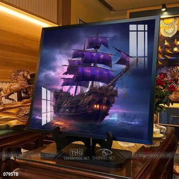 Tranh thuyền buồm vàng phong thủy đẹp