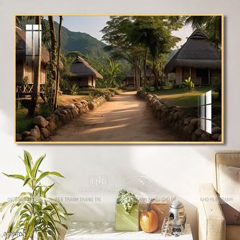 Tranh làng quê decor trang trí tường nhà