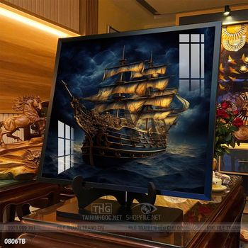 Tranh thuyền buồm vàng phong thủy đẹp