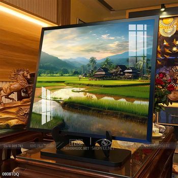 Tranh phong cảnh cánh đồng quê hương mùa lúa chín